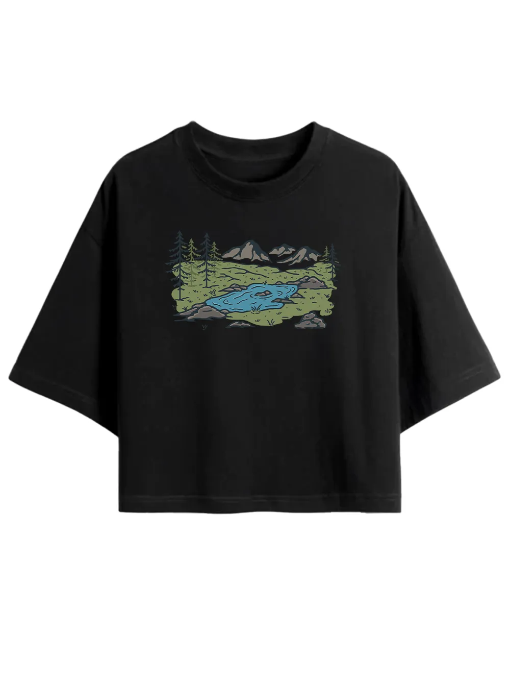 Orionride Mountain Scenery Women's Oversize Cycling Crop Tops sold by Orionride product image thumbnail 2