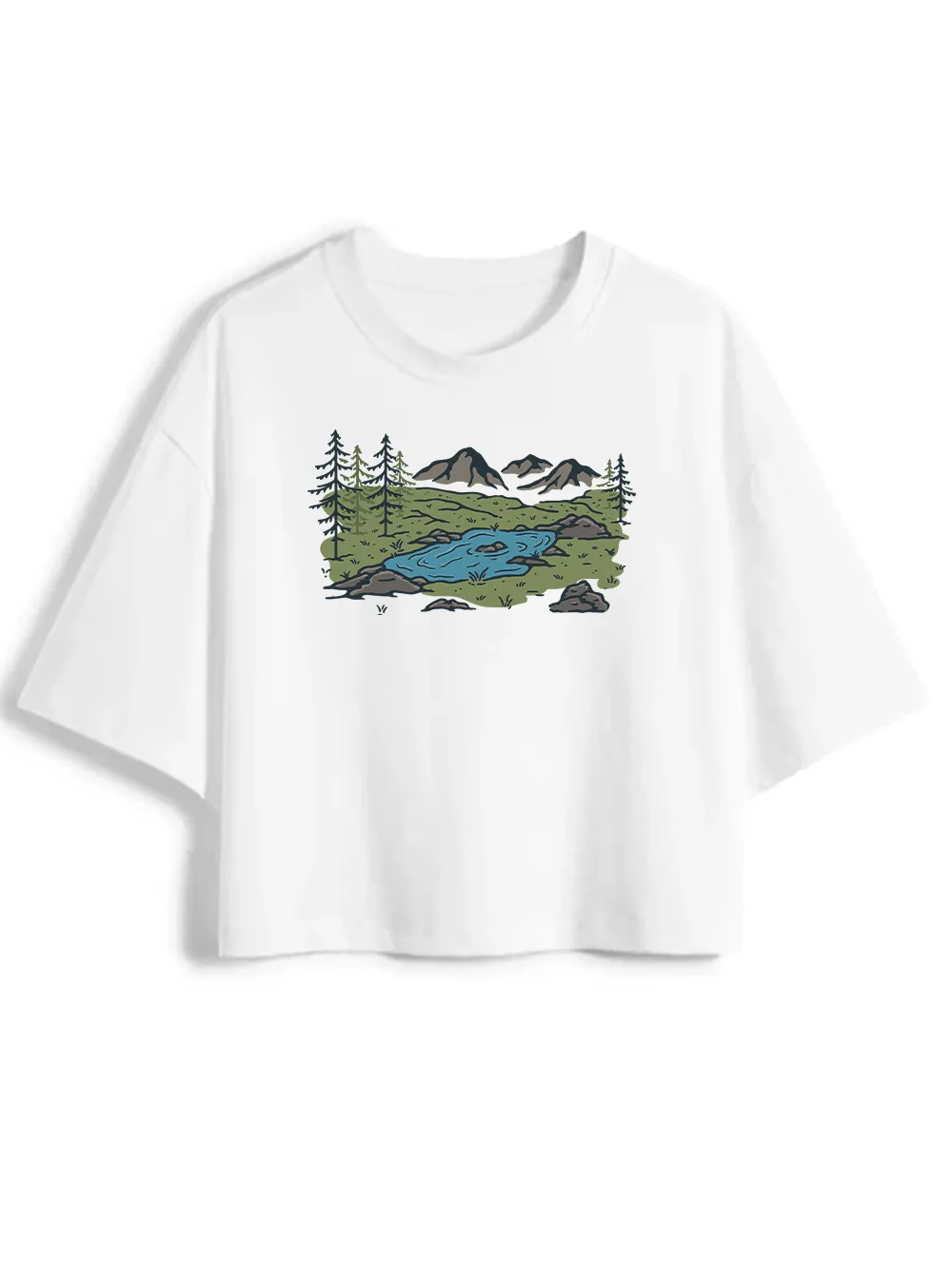 Orionride Mountain Scenery Women's Oversize Cycling Crop Tops sold by Orionride