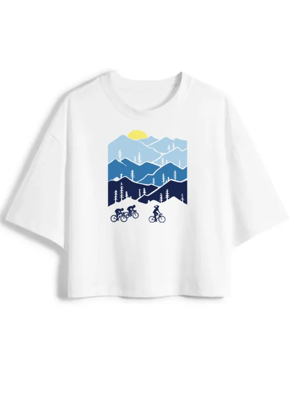 Orionride Three Makes a Trip Women's Oversize Cycling Crop Tops sold by Orionride