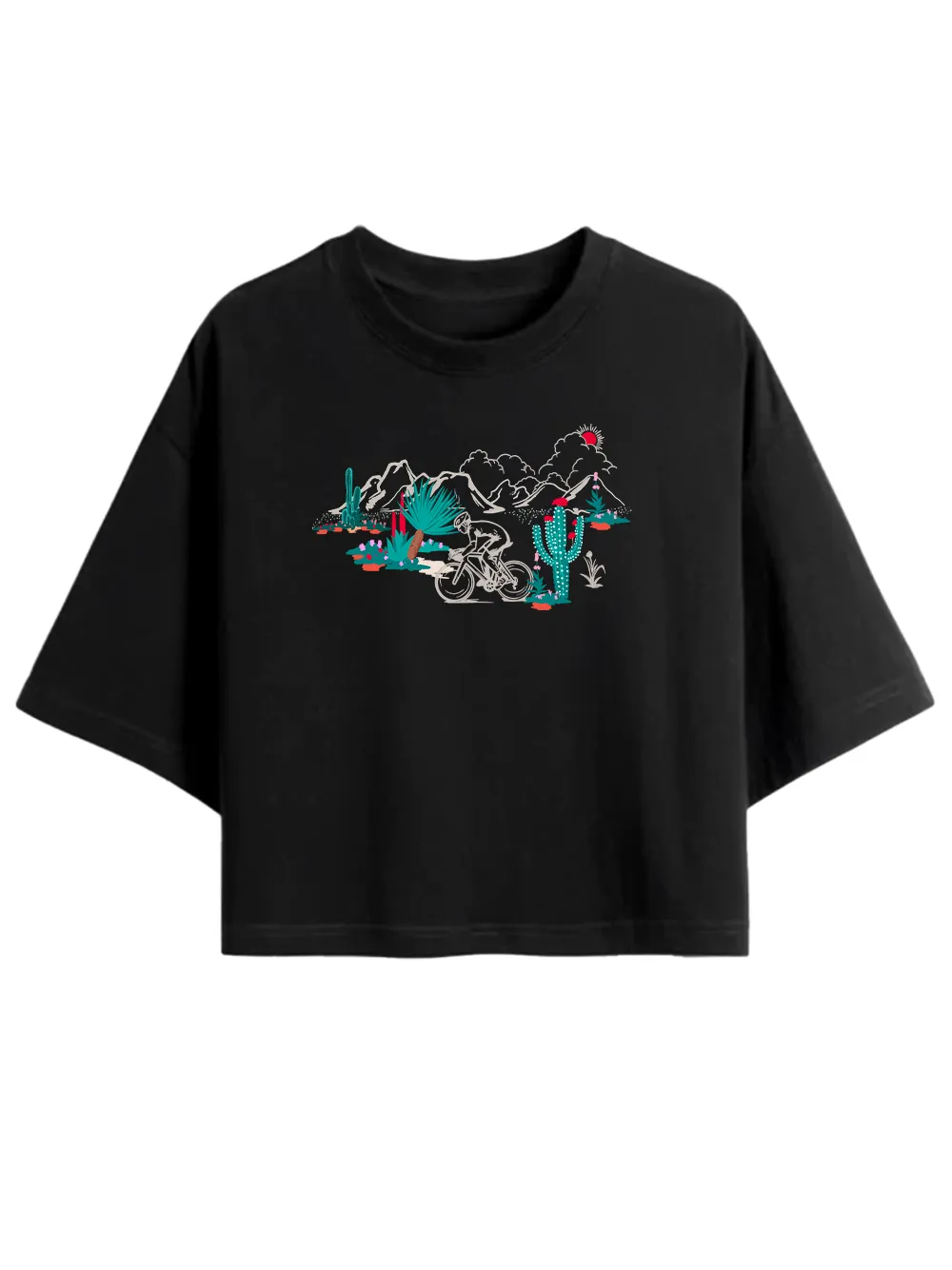 Orionride Cactus Hill Women's Oversize Cycling Crop Tops sold by Orionride product image thumbnail 2