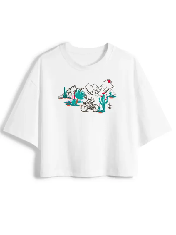 Orionride Cactus Hill Women's Oversize Cycling Crop Tops sold by Orionride