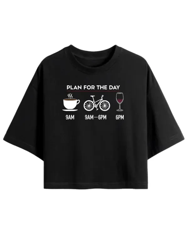 Orionride Plan For The Day Women's Oversize Cycling Crop Tops sold by Orionride