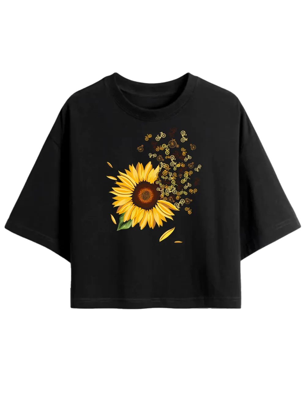 Orionride Blooming Sunflowers Women's Oversize Cycling Crop Tops sold by Orionride