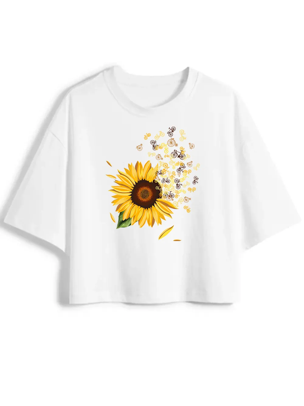 Orionride Blooming Sunflowers Women's Oversize Cycling Crop Tops sold by Orionride product image thumbnail 2