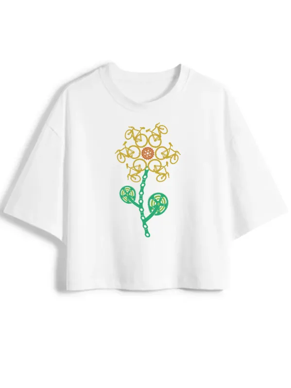 Orionride Sunflower Women's Oversize Cycling Crop Tops sold by Orionride