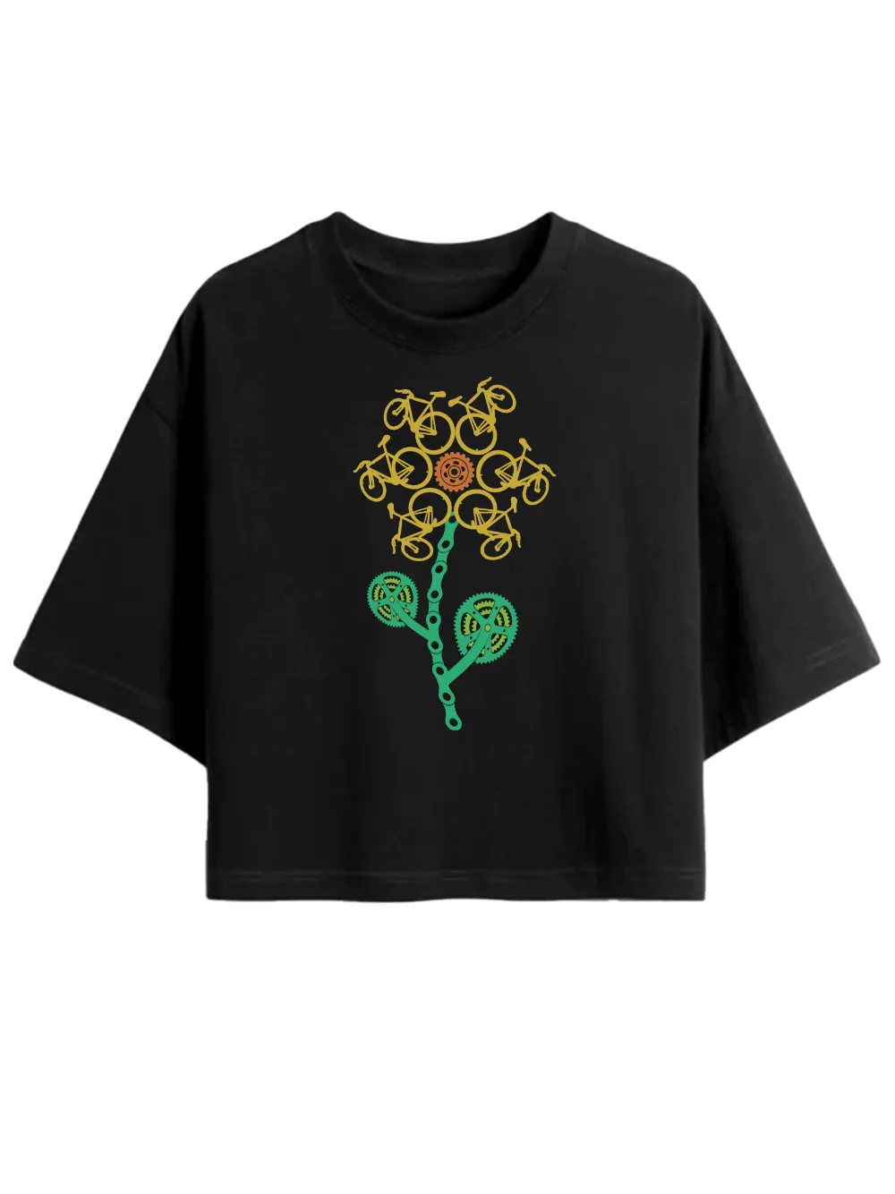 Orionride Sunflower Women's Oversize Cycling Crop Tops sold by Orionride product image thumbnail 2