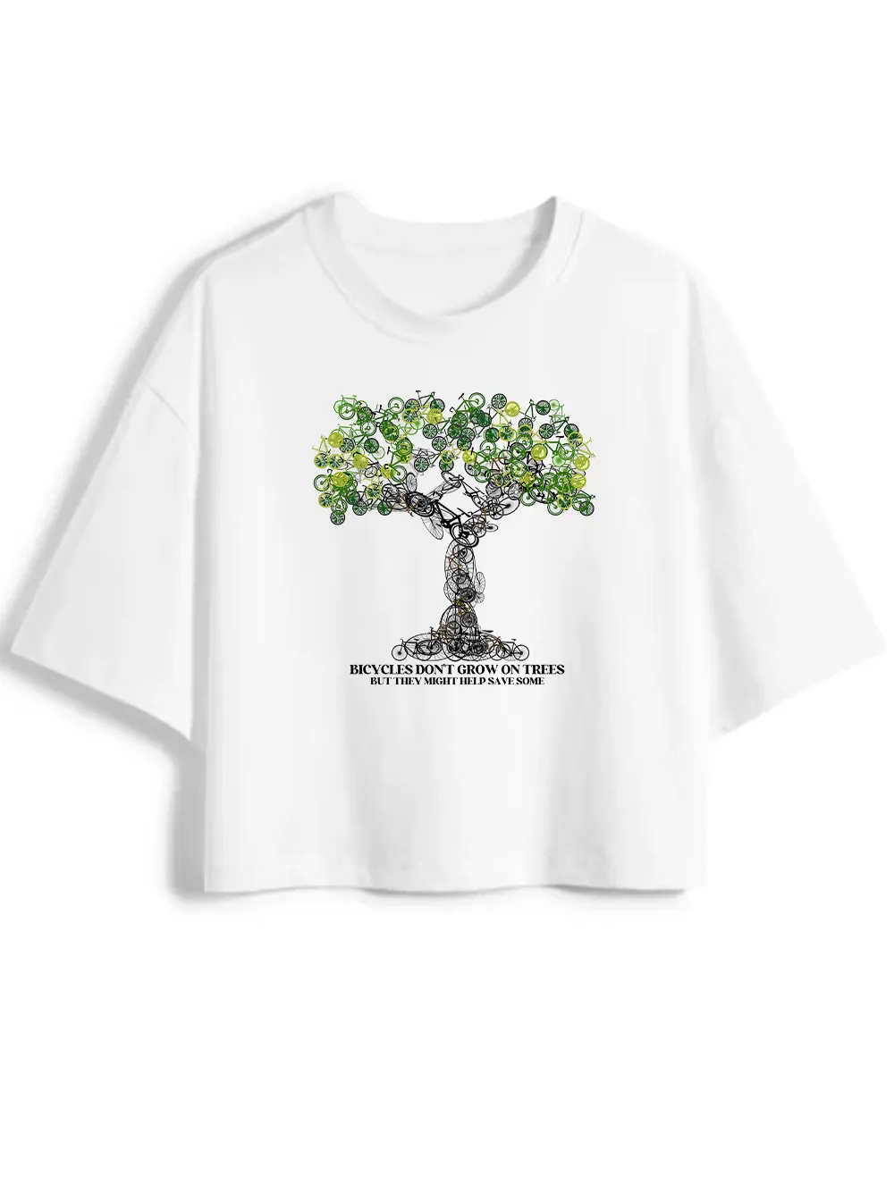 Orionride Bicycle Tree Art Women's Oversize Cycling Crop Tops sold by Orionride product image thumbnail 2