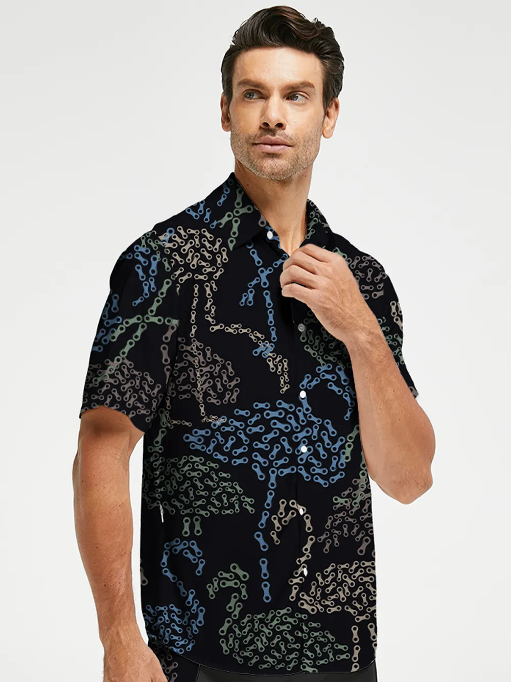 Orionride Chain Flamingos Zipper Pockets Ultra Lightweight Short Sleeves Gravel Shirt sold by Orionride product image thumbnail 2