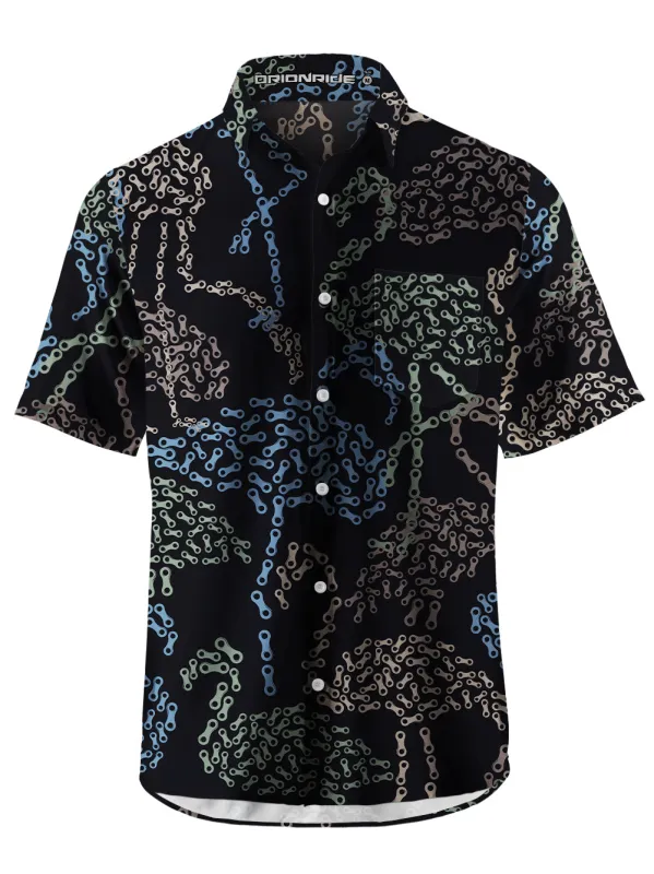 Orionride Chain Flamingos Zipper Pockets Ultra Lightweight Short Sleeves Gravel Shirt sold by Orionride