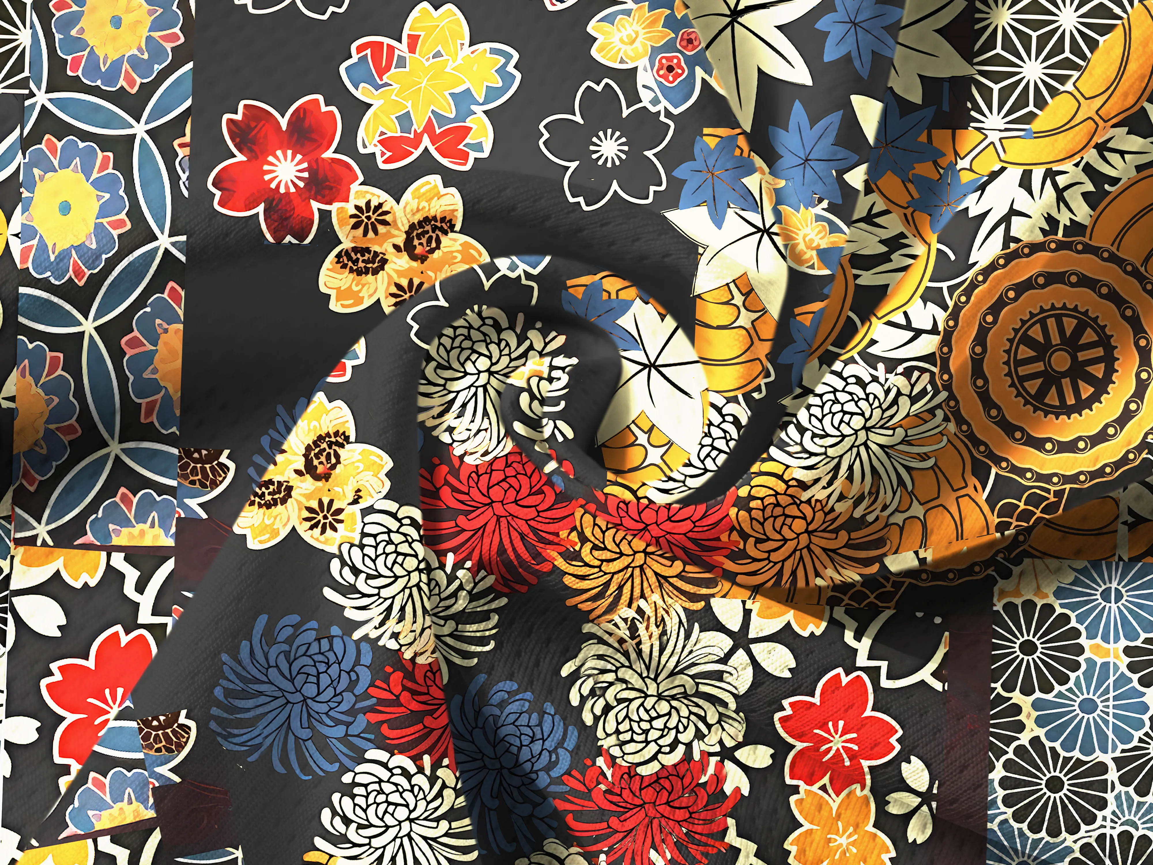 Orionride Unique Gear Flower Long Sleeve Half Zipper Mountain Bike Jersey sold by Orionride product image thumbnail 5