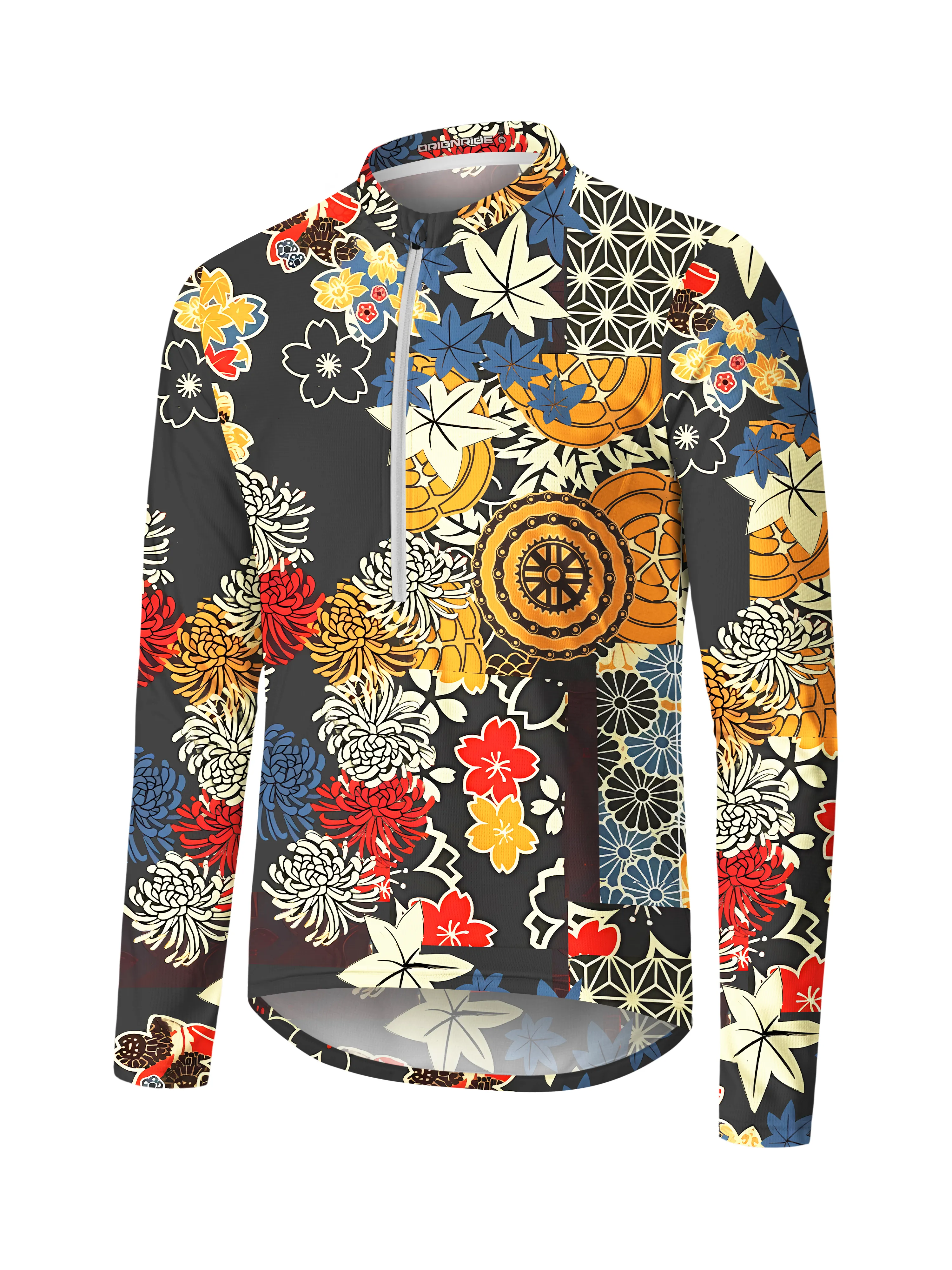 Orionride Unique Gear Flower Long Sleeve Half Zipper Mountain Bike Jersey sold by Orionride