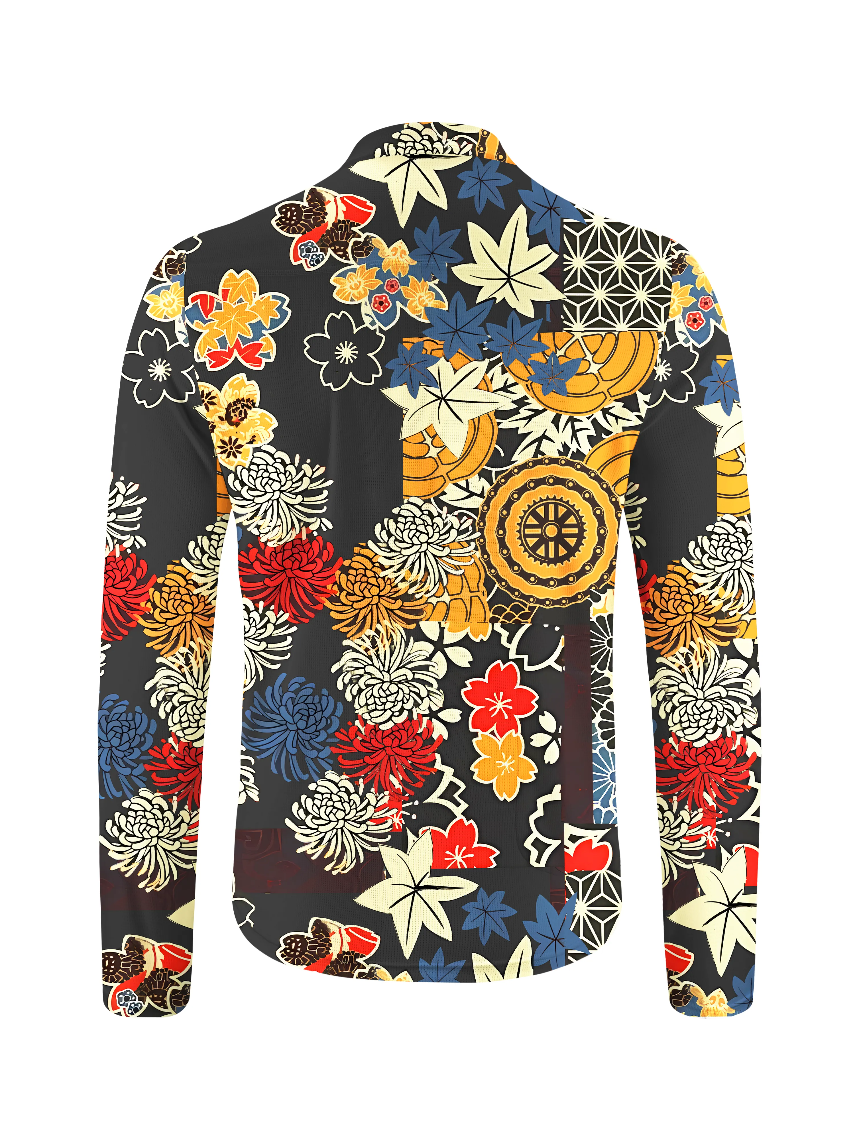 Orionride Unique Gear Flower Long Sleeve Half Zipper Mountain Bike Jersey sold by Orionride product image thumbnail 2