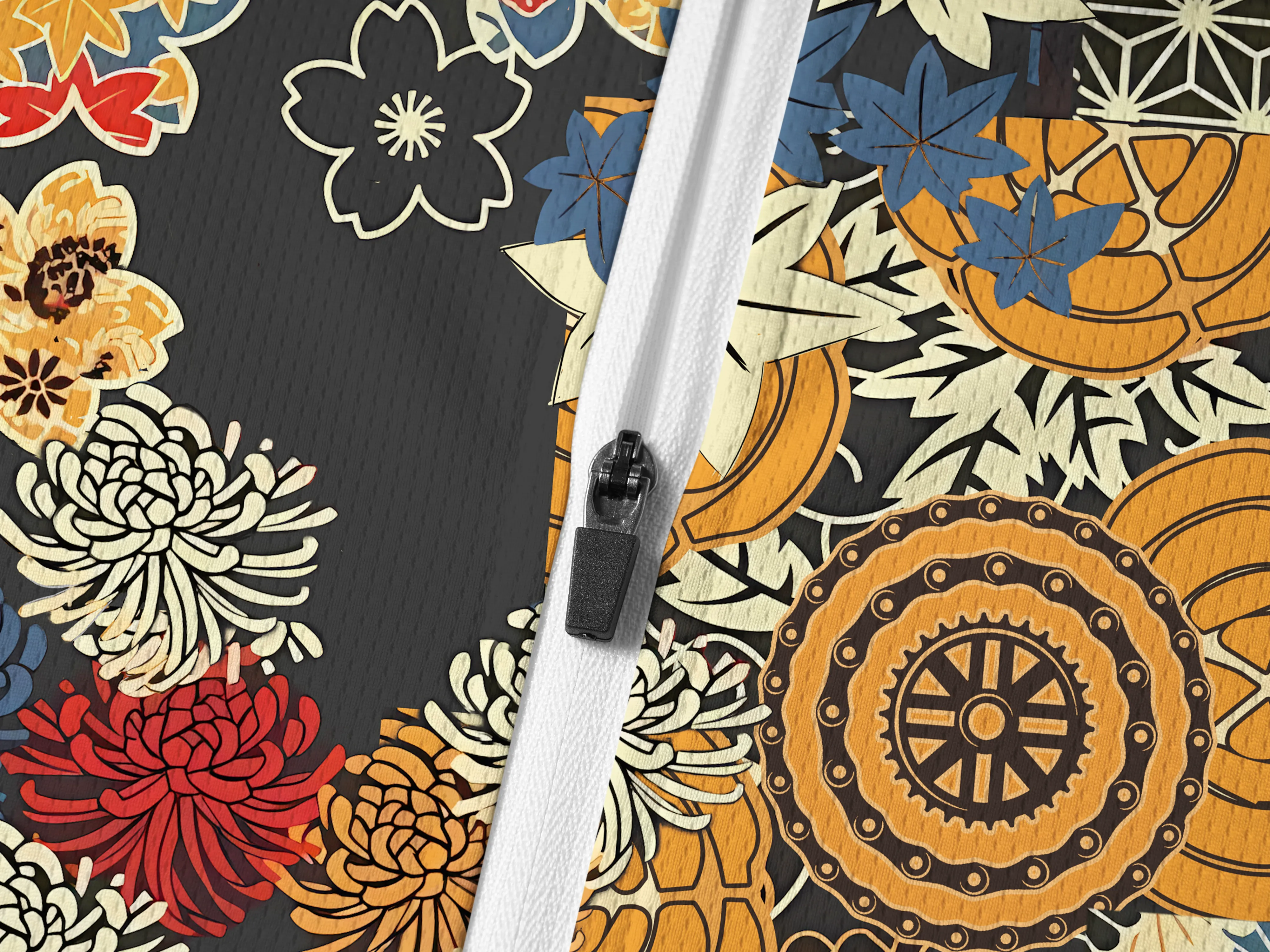 Orionride Unique Gear Flower Long Sleeve Half Zipper Mountain Bike Jersey sold by Orionride product image thumbnail 4