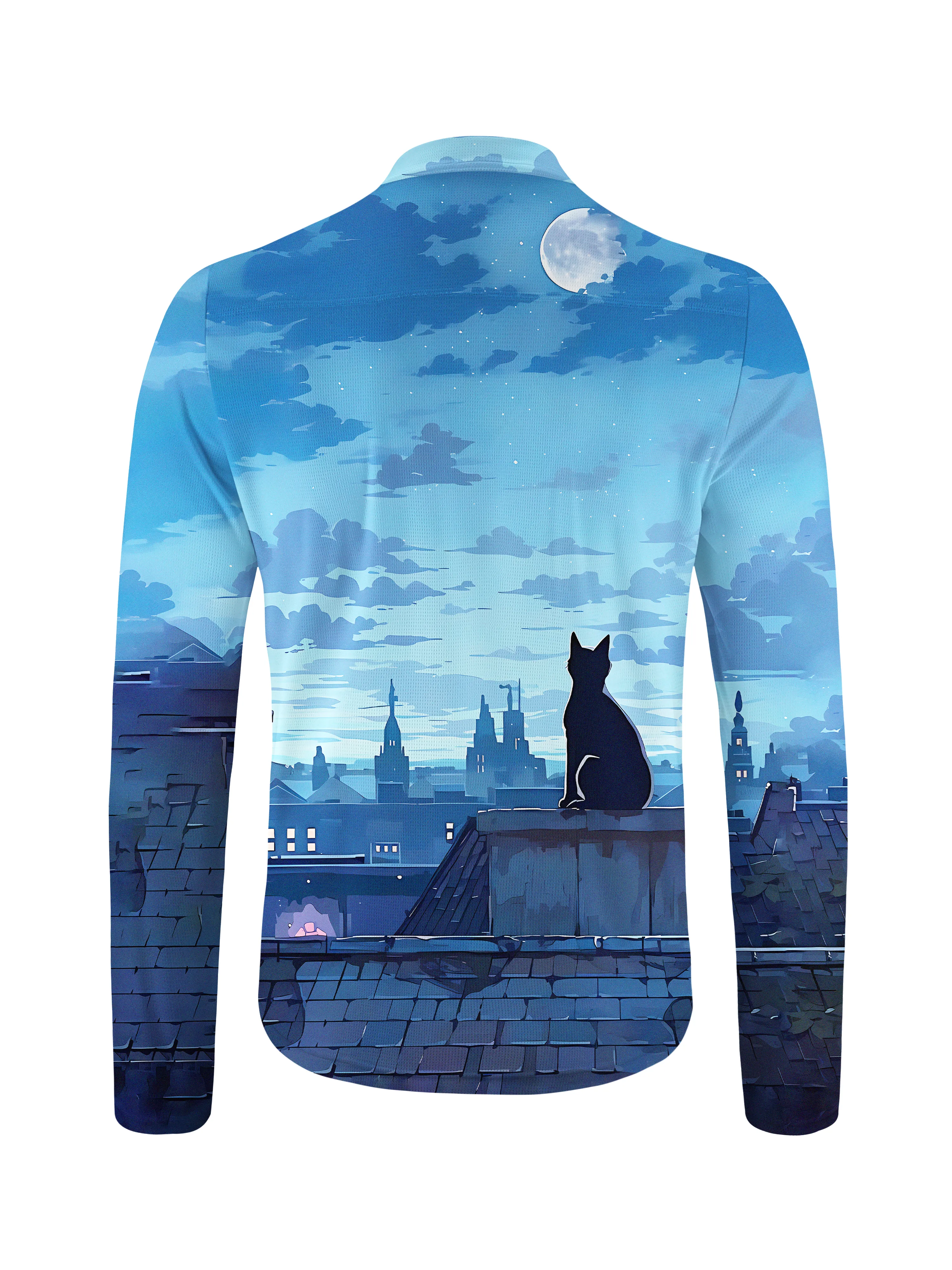 Orionride Black Cat Long Sleeve Half Zipper Mountain Bike Jersey sold by Orionride product image thumbnail 2