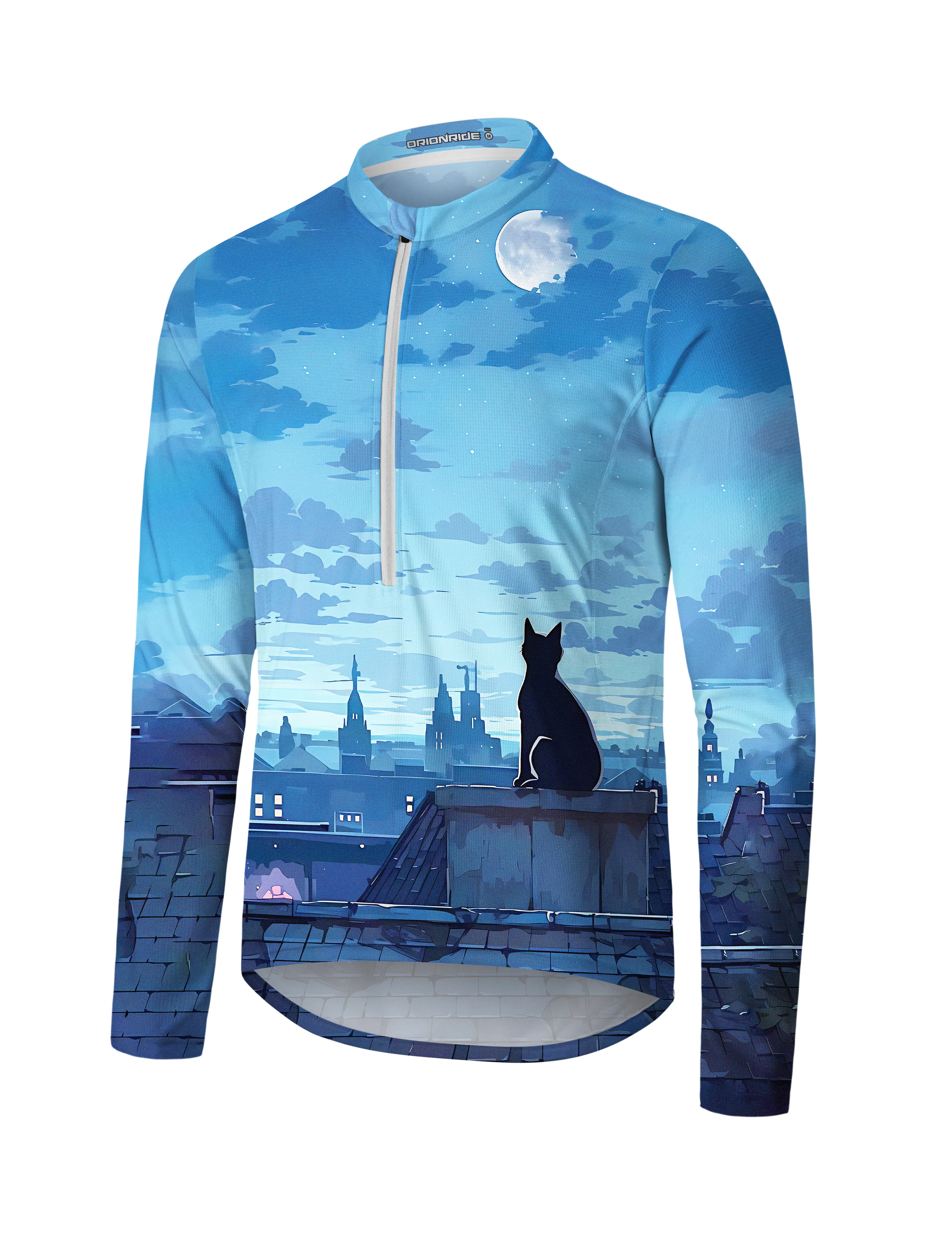 Orionride Black Cat Long Sleeve Half Zipper Mountain Bike Jersey sold by Orionride