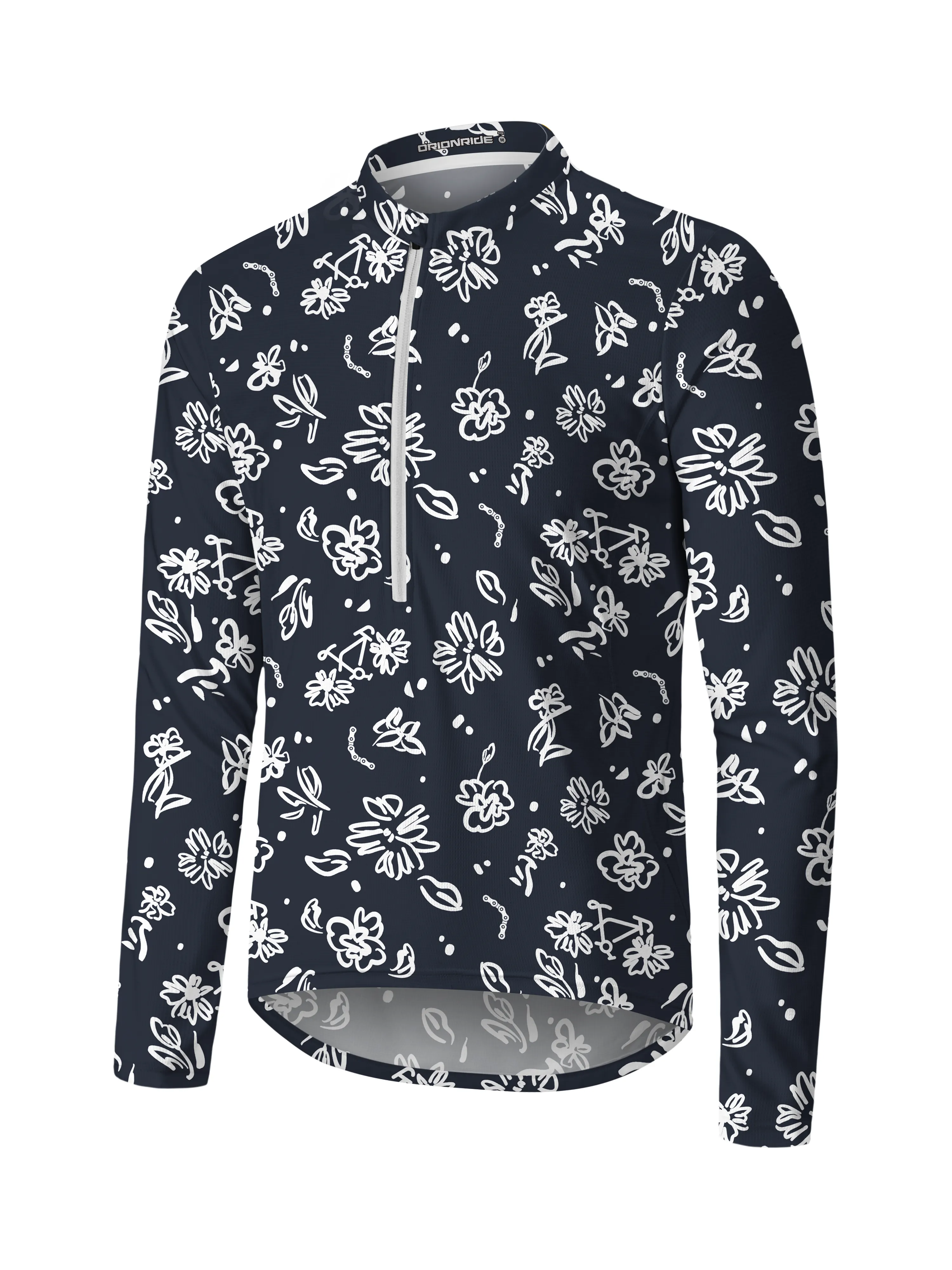 Orionride Line Flower Bicycle Long Sleeve Half Zipper Mountain Bike Jersey sold by Orionride