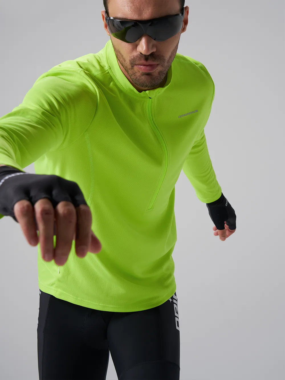 Orionride Brand Long Sleeve Half Zipper Mountain Bike Jersey Green sold by Orionride product image thumbnail 2