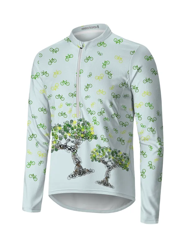 Orionride Bicycle Tree Art Long Sleeve Half Zipper Mountain Bike Jersey sold by Orionride
