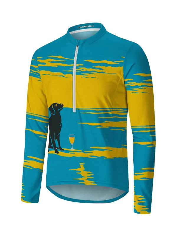 Orionride Labrador On The Beach Long Sleeve Half Zipper Mountain Bike Jersey sold by Orionride