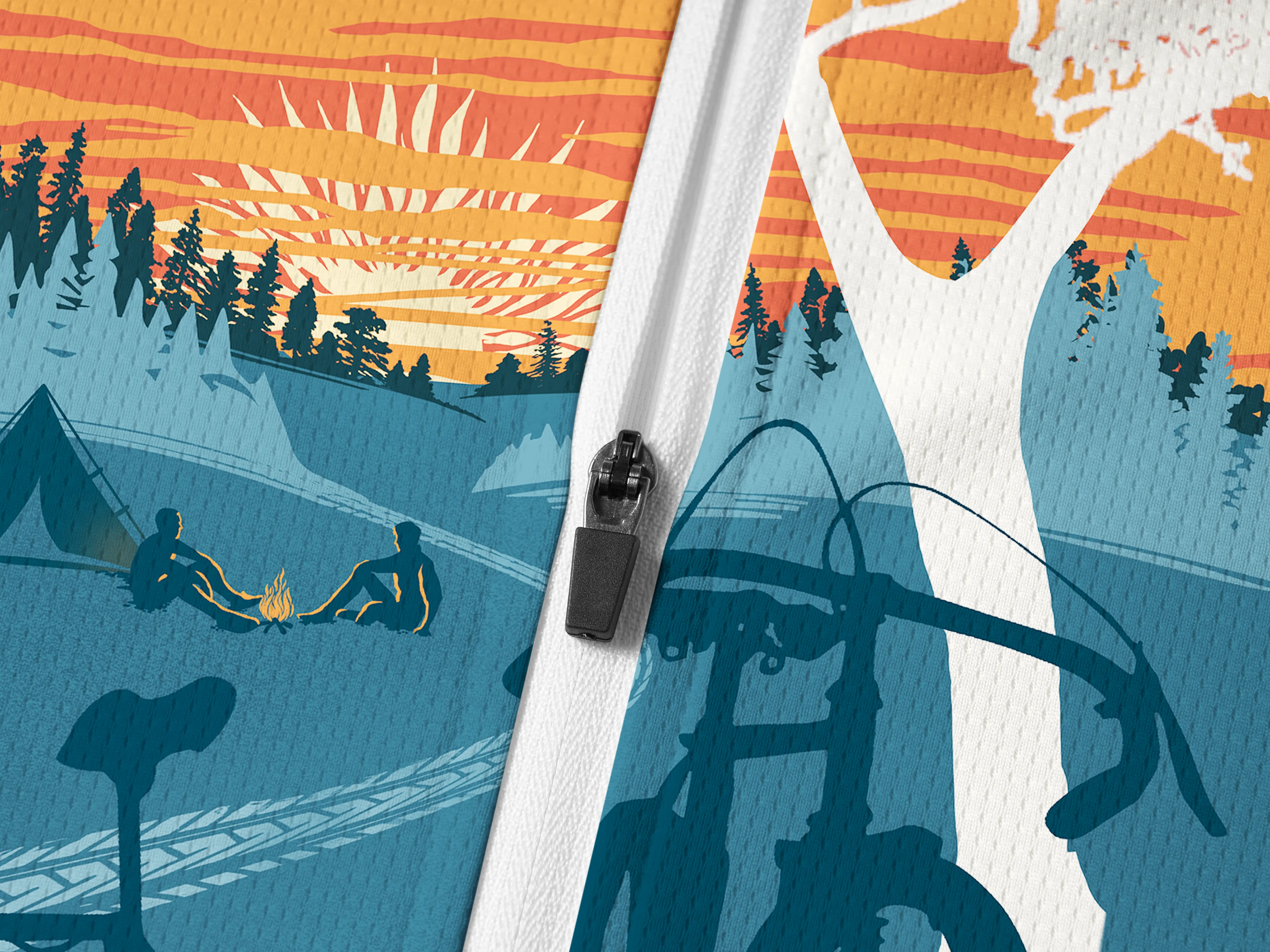 Orionride Sunset Camping Long Sleeve Half Zipper Mountain Bike Jersey sold by Orionride product image thumbnail 4