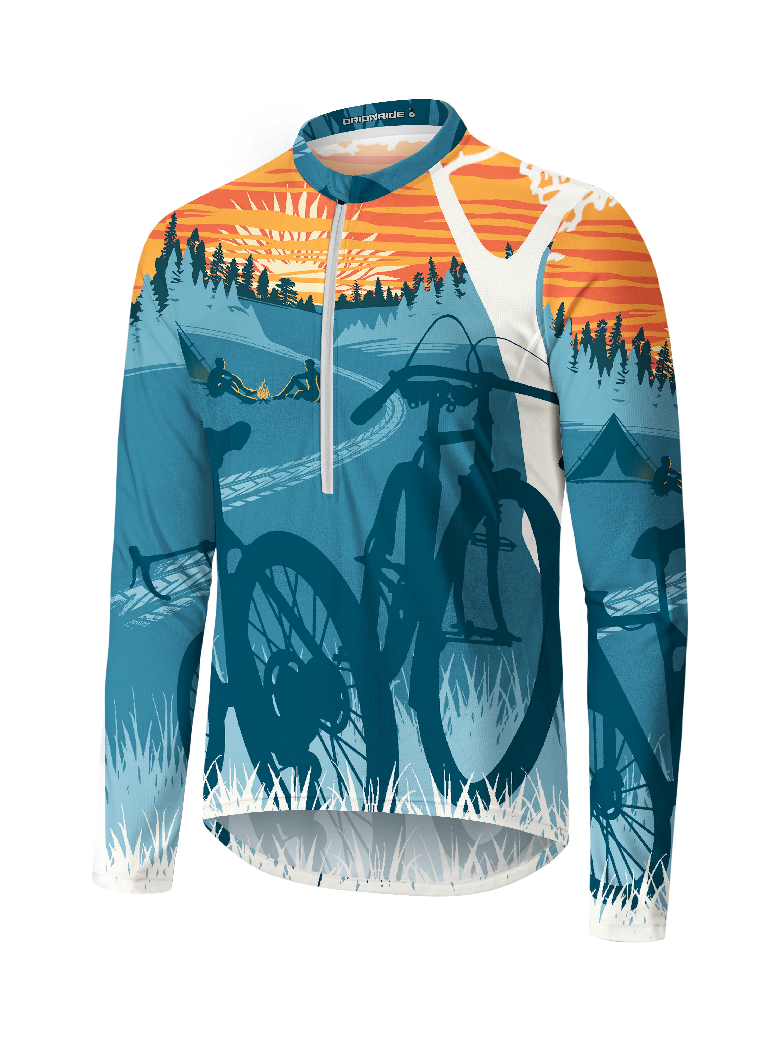 Orionride Sunset Camping Long Sleeve Half Zipper Mountain Bike Jersey sold by Orionride