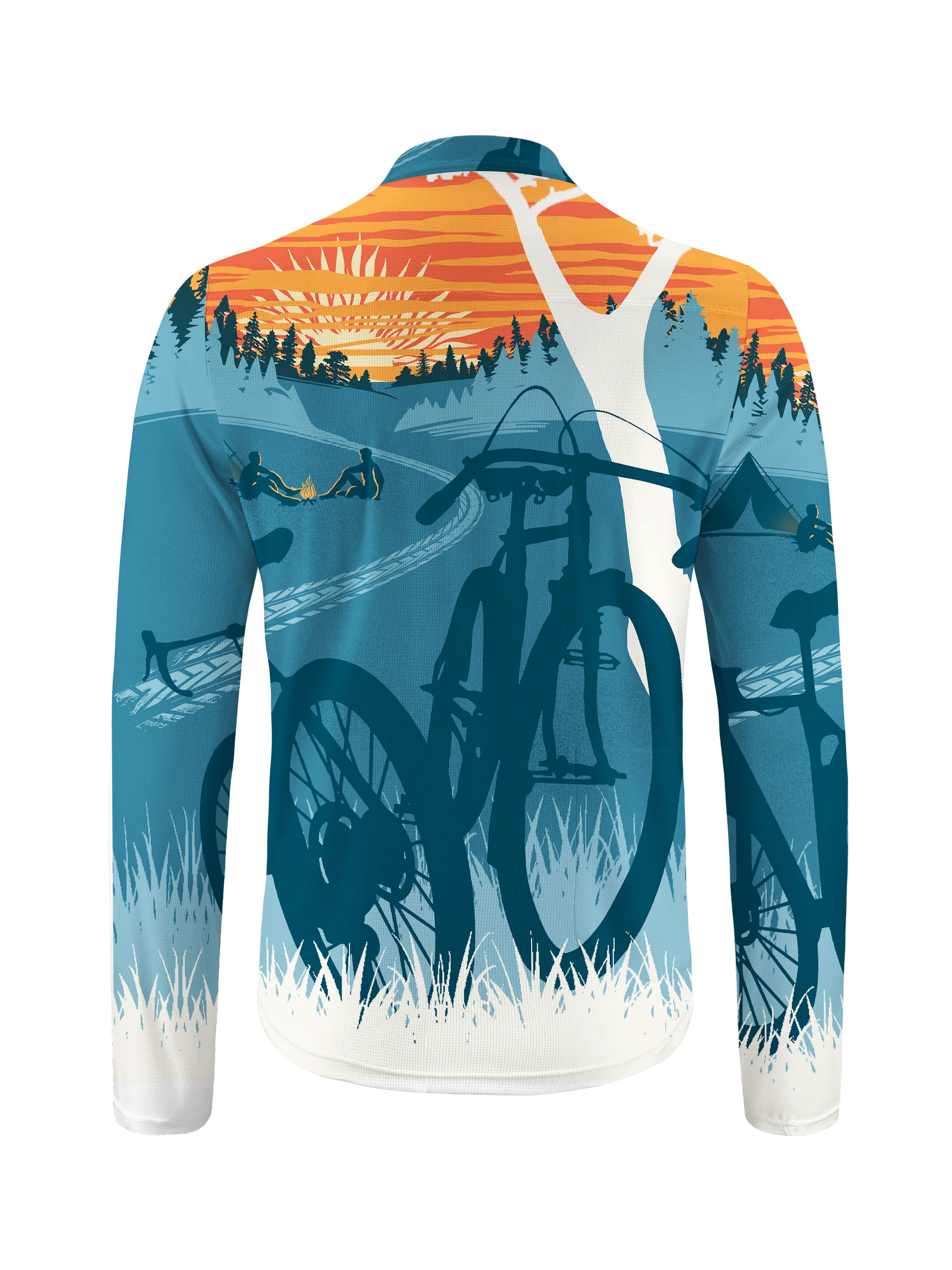Orionride Sunset Camping Long Sleeve Half Zipper Mountain Bike Jersey sold by Orionride product image thumbnail 2