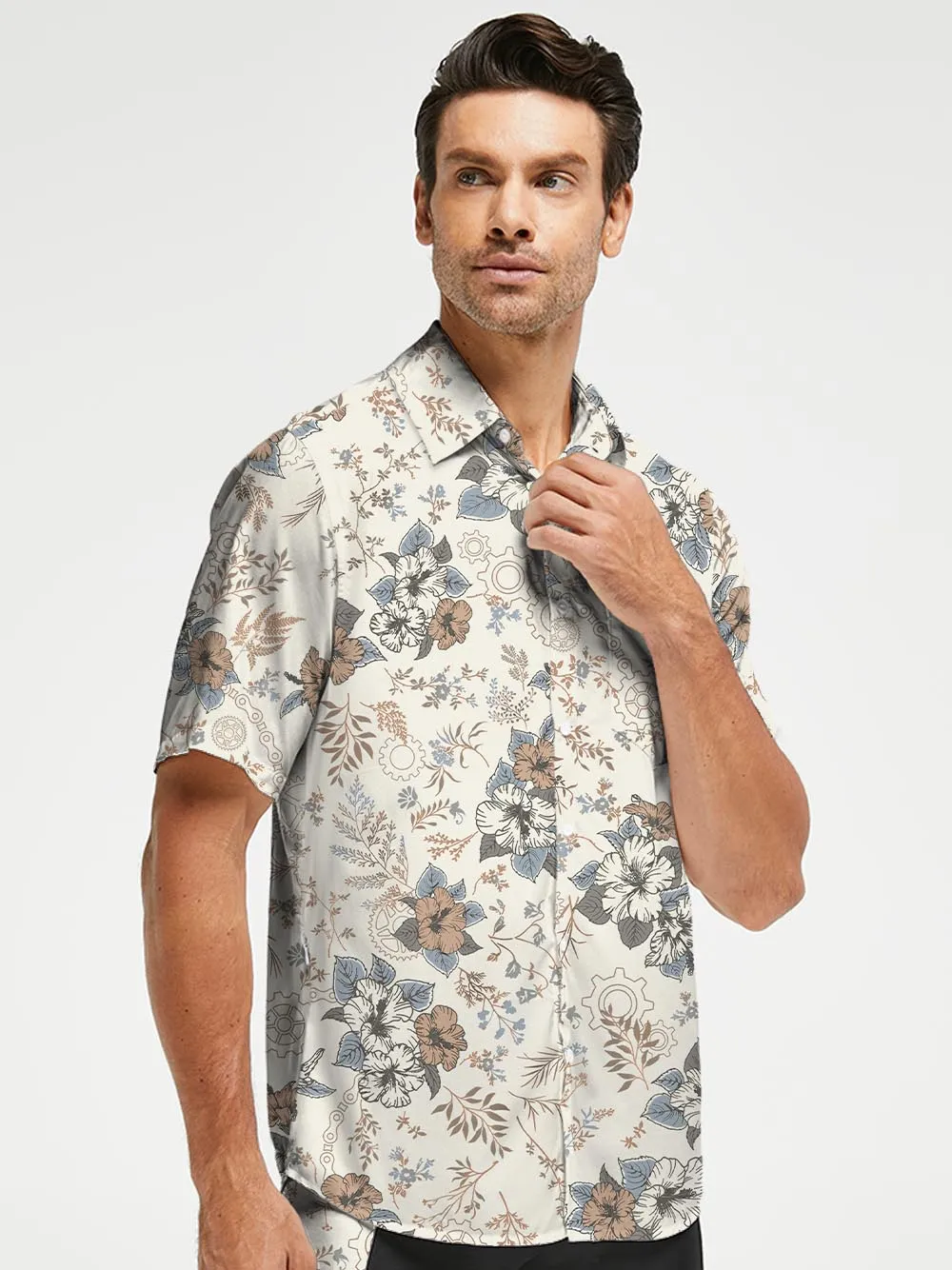 Orionride Hand-Painted Hibiscus Zipper Pockets Ultra Lightweight Short Sleeves Gravel Shirt sold by Orionride product image thumbnail 2