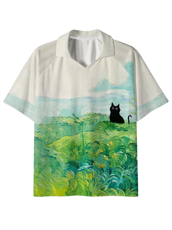 Orionride Oil Painting Black Cat Collar Mesh Jersey sold by Orionride