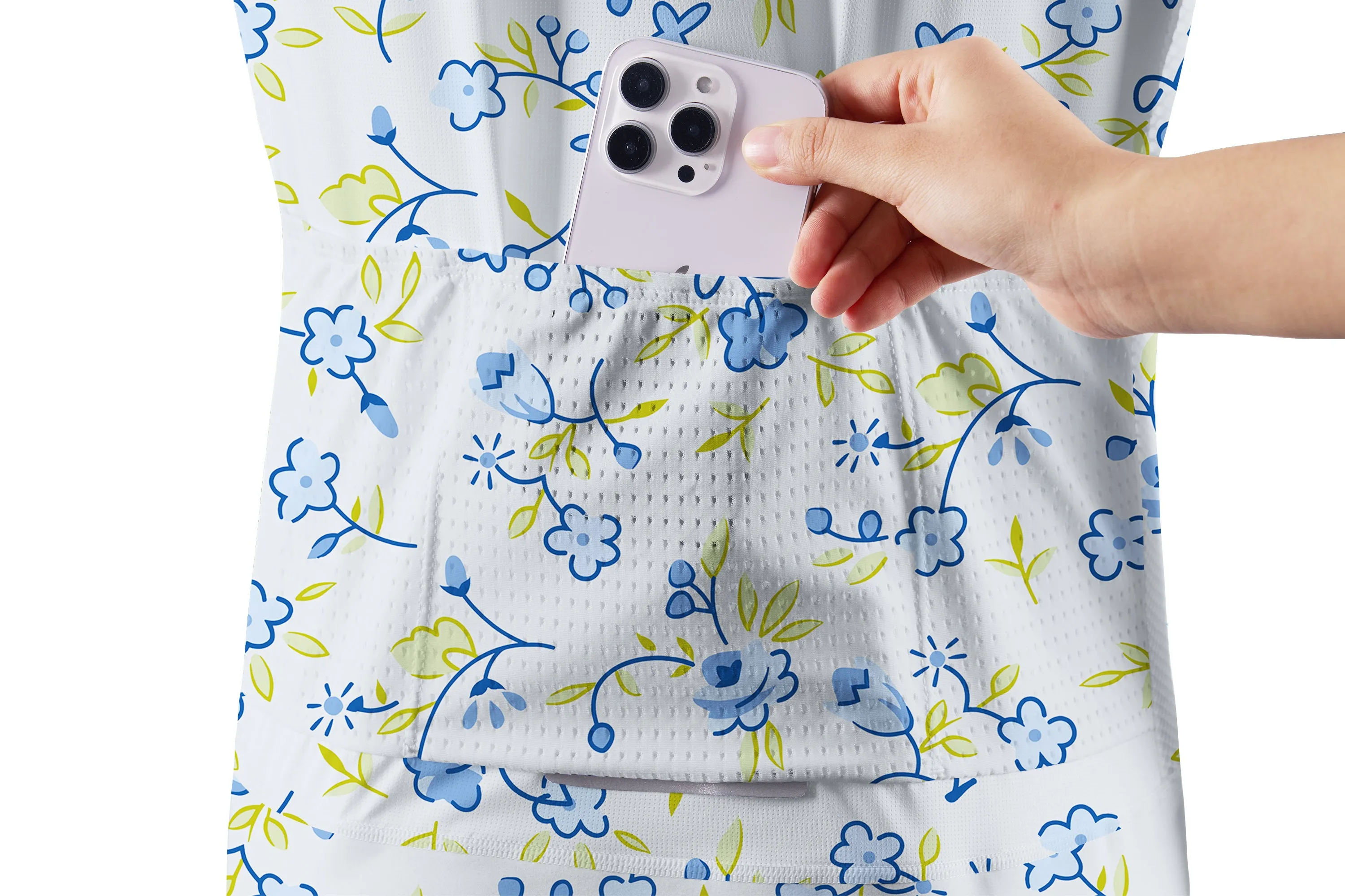 Orionride Blue Flower Bicycle Short Sleeves Women's Jersey sold by Orionride product image thumbnail 5