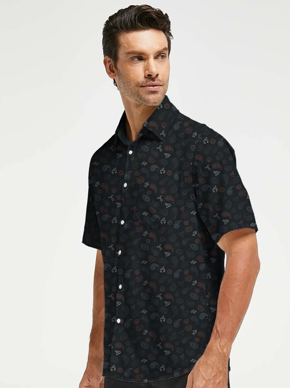 Orionride Strange Cashew Flower Zipper Pockets Ultra Lightweight Short Sleeves Gravel Shirt sold by Orionride product image thumbnail 2