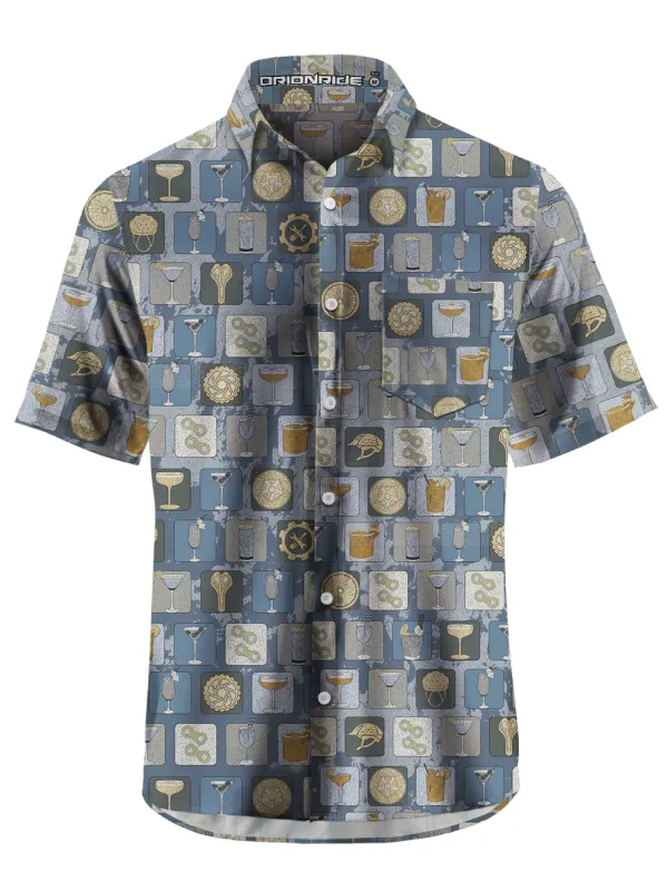 Orionride Mellow Cocktails Zipper Pockets Ultra Lightweight Short Sleeves Gravel Shirt sold by Orionride