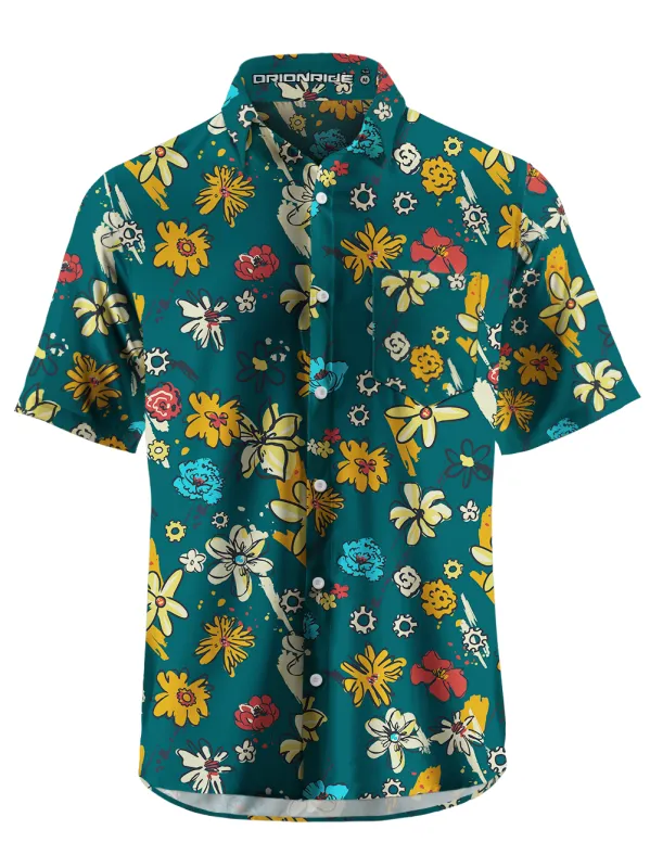 Orionride Graffiti Flowers Zipper Pockets Ultra Lightweight Short Sleeves Gravel Shirt sold by Orionride