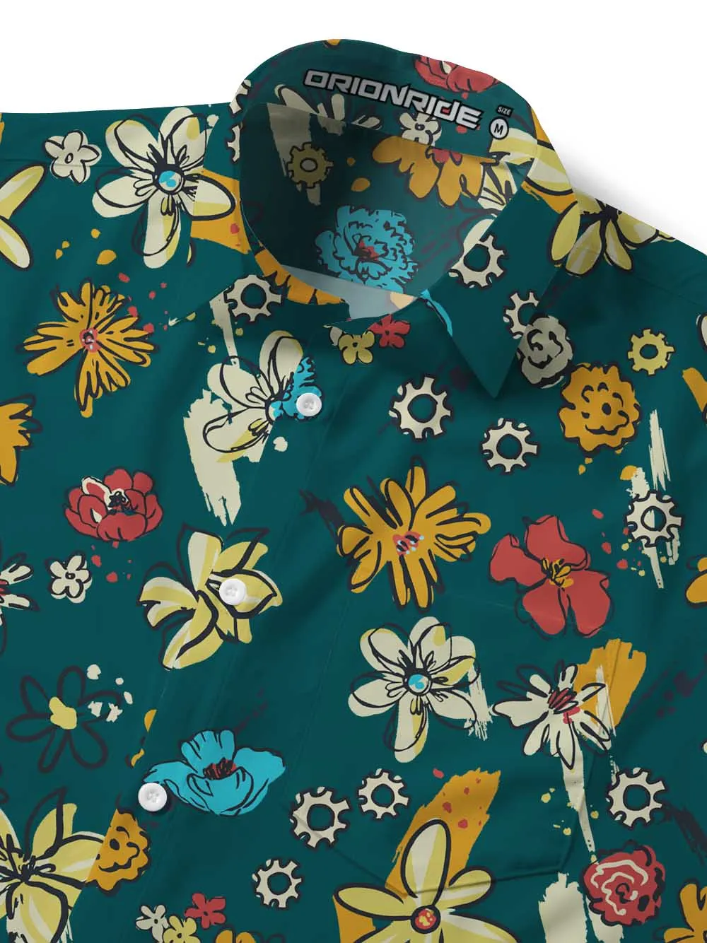 Orionride Graffiti Flowers Zipper Pockets Ultra Lightweight Short Sleeves Gravel Shirt sold by Orionride product image thumbnail 5
