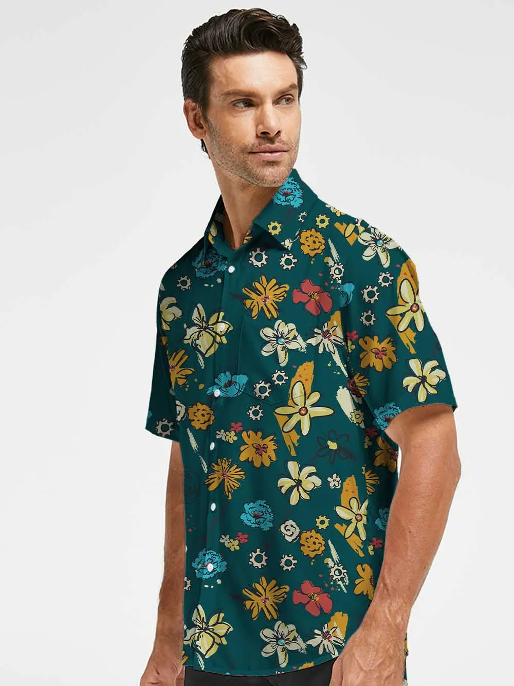 Orionride Graffiti Flowers Zipper Pockets Ultra Lightweight Short Sleeves Gravel Shirt sold by Orionride product image thumbnail 2