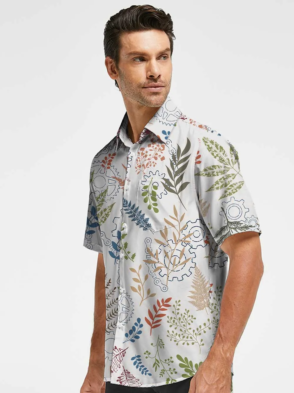 Orionride Painted Leaves Zipper Pockets Ultra Lightweight Short Sleeves Gravel Shirt sold by Orionride product image thumbnail 2