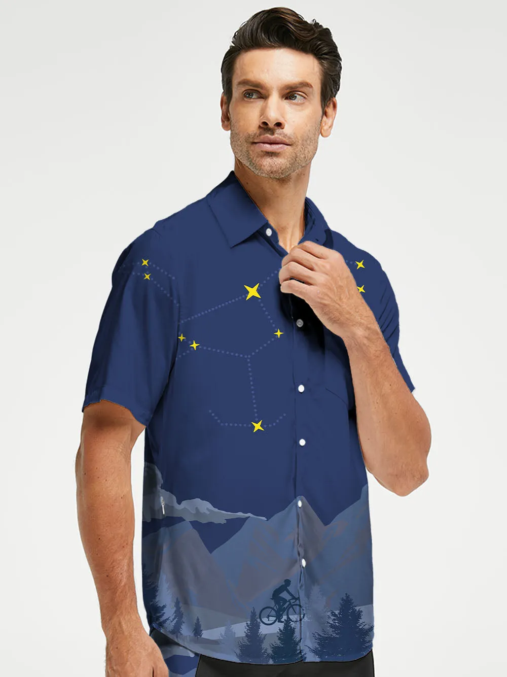 Orionride Cycling Under The Stars Zipper Pockets Ultra Lightweight Short Sleeves Gravel Shirt sold by Orionride product image thumbnail 2