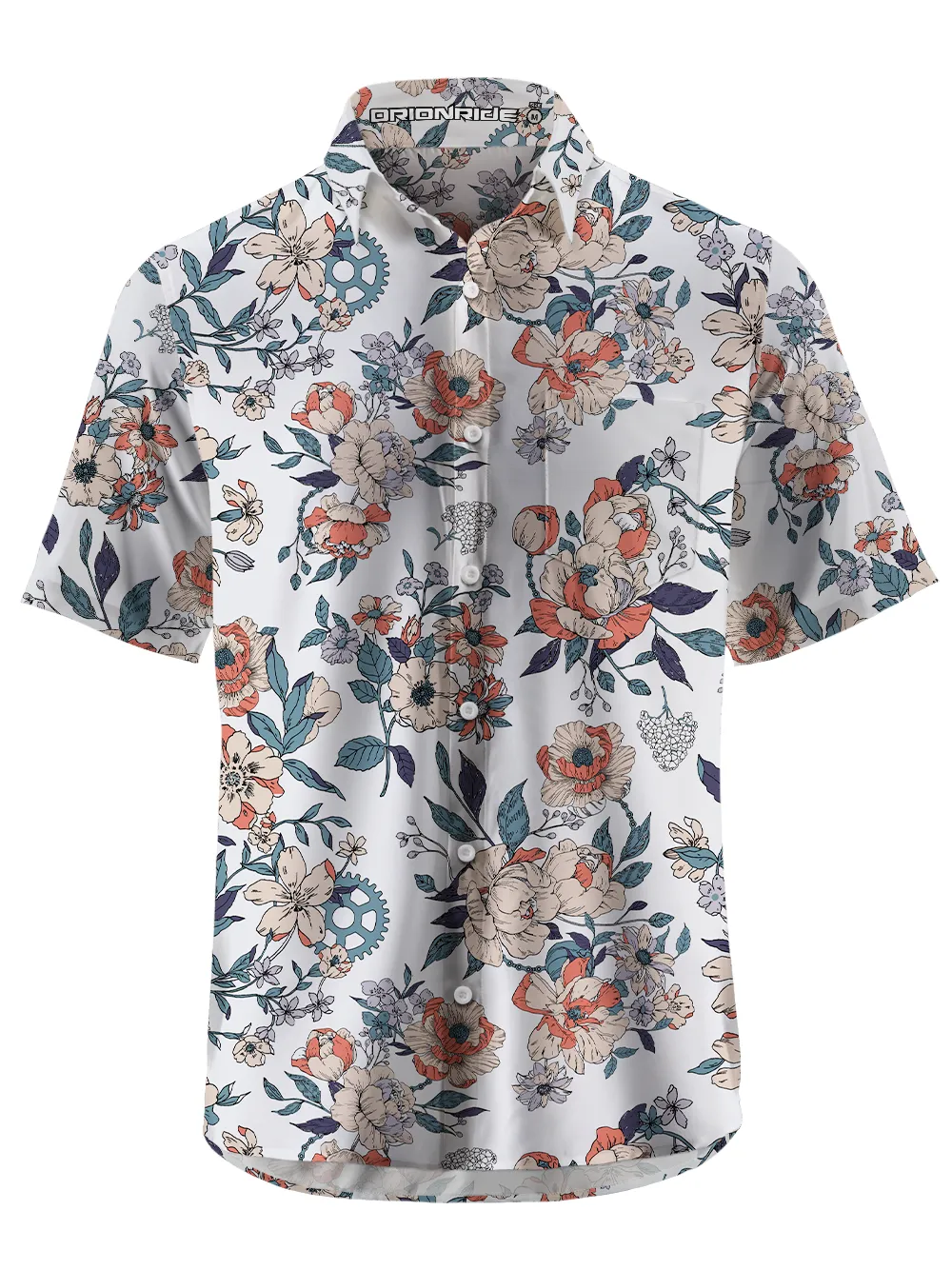Orionride Buds Of Flowers Zipper Pockets Ultra Lightweight Short Sleeves Gravel Shirt sold by Orionride