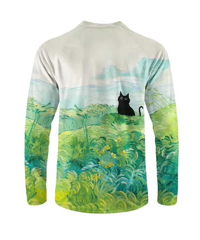 Orionride Oil Painting Black Cat Long Sleeve Downhill Jersey sold by Orionride product image thumbnail 3