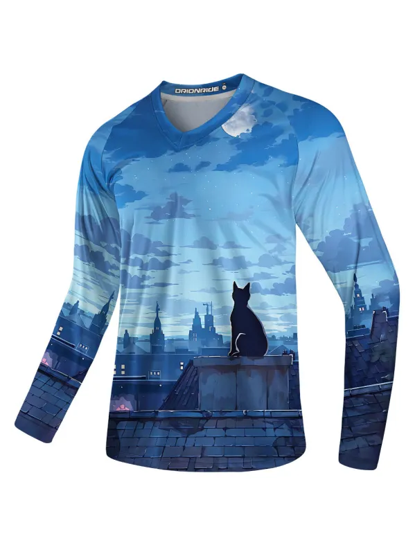 Orionride Black Cat Long Sleeve Downhill Jersey sold by Orionride