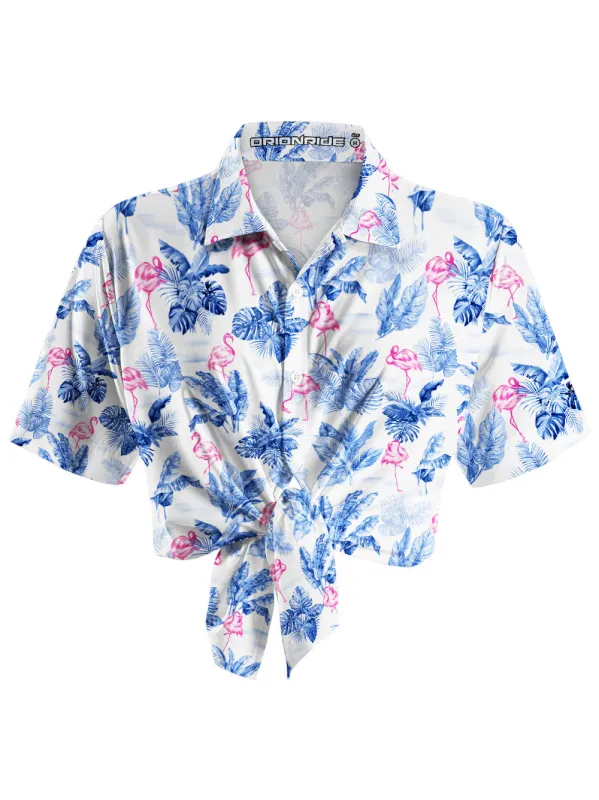 Orionride Passionate Flamingos Zipper Pockets Ultra Lightweight Short Sleeves Women's Gravel Shirt sold by Orionride