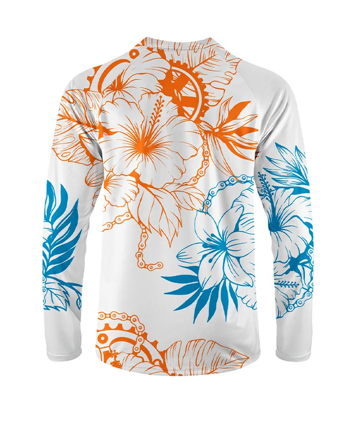 Orionride Bright Hibiscus Flowers Long Sleeve Downhill Jersey sold by Orionride product image thumbnail 3