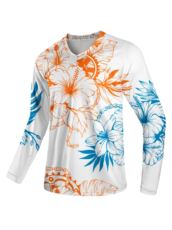 Orionride Bright Hibiscus Flowers Long Sleeve Downhill Jersey sold by Orionride