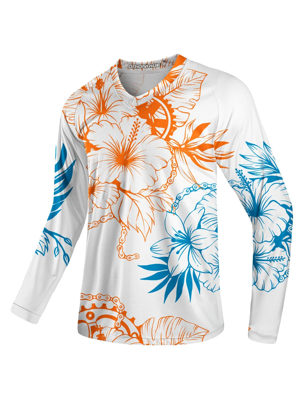 Orionride Bright Hibiscus Flowers Long Sleeve Downhill Jersey sold by Orionride