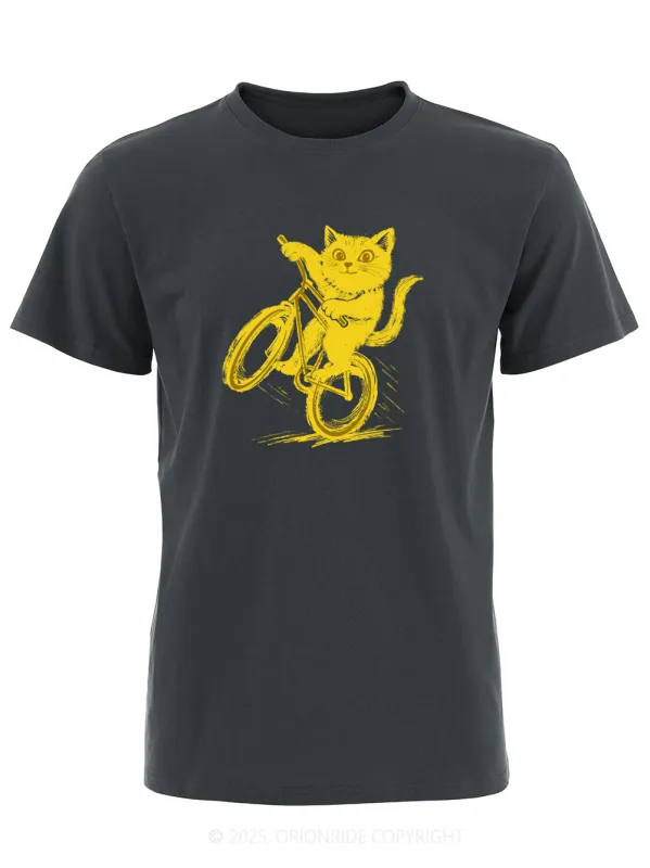 Orionride Cat Riding A Bike Short Sleeves Bike T-Shirt sold by Orionride