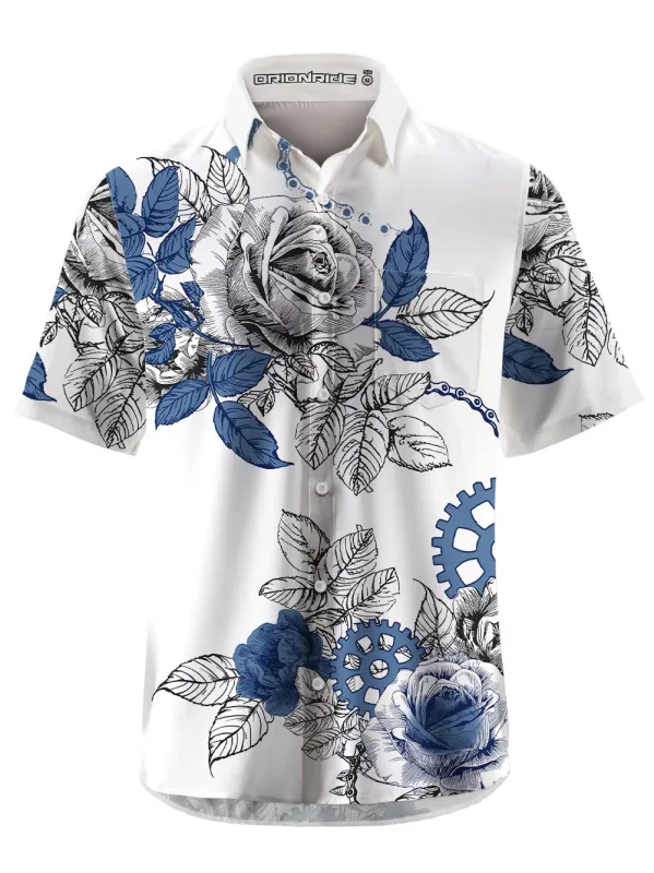 Orionride Blooming Roses Zipper Pockets Ultra Lightweight Short Sleeves Gravel Shirt sold by Orionride