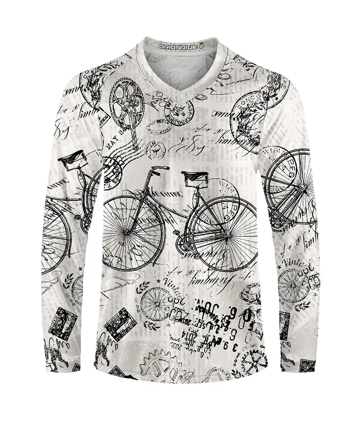 Orionride Nostalgic Bicycle Long Sleeve Downhill Jersey sold by Orionride product image thumbnail 2