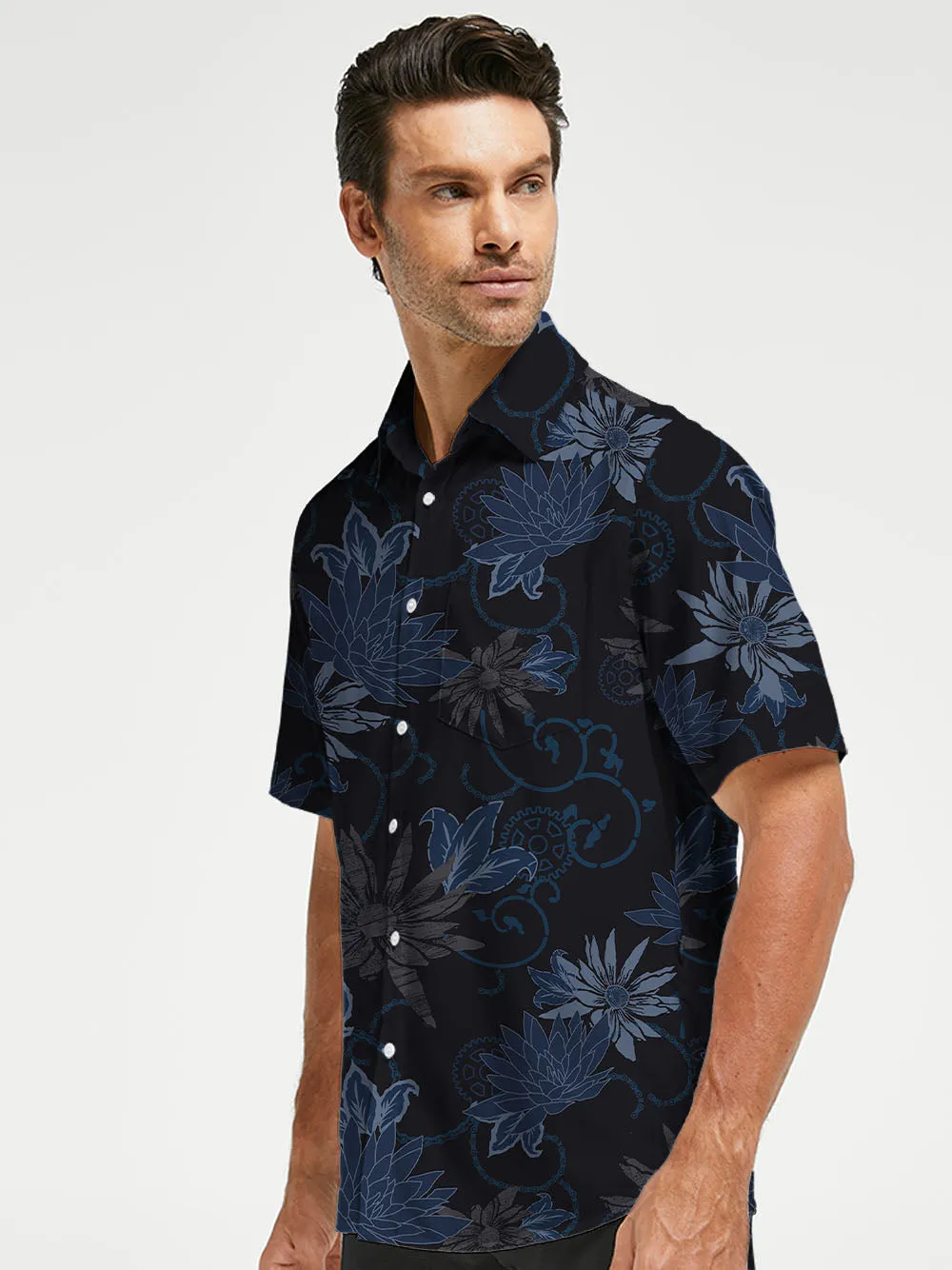 Orionride Dark Flowers Zipper Pockets Ultra Lightweight Short Sleeves Gravel Shirt sold by Orionride product image thumbnail 2