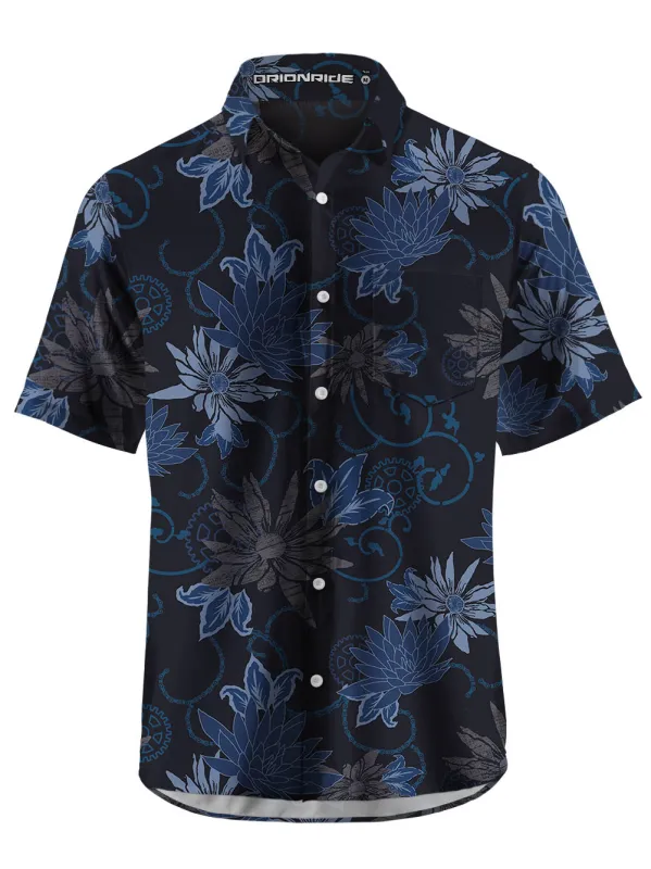 Orionride Dark Flowers Zipper Pockets Ultra Lightweight Short Sleeves Gravel Shirt sold by Orionride