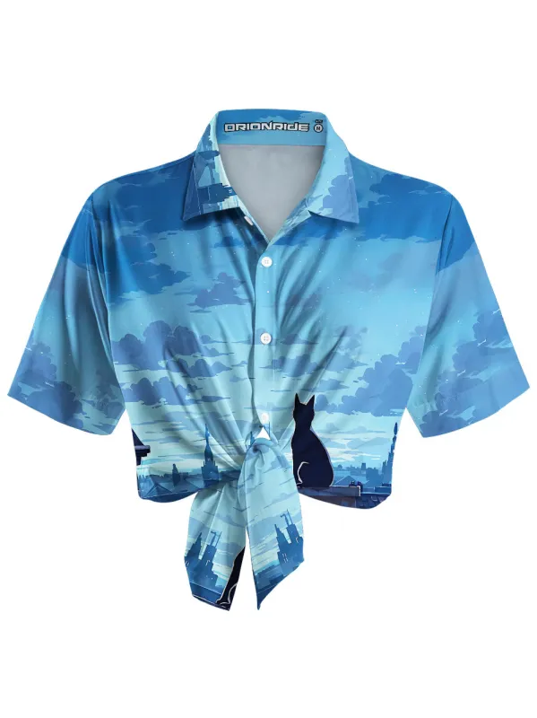 Orionride Black Cat Zipper Pockets Ultra Lightweight Short Sleeves Women's Gravel Shirt sold by Orionride