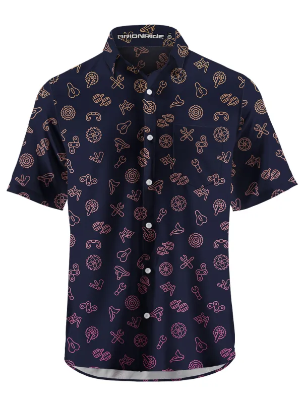 Orionride Gradient Parts Zipper Pockets Ultra Lightweight Short Sleeves Gravel Shirt sold by Orionride